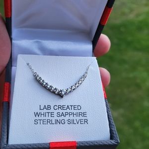 White Sapphire Necklace in Sterling Silver